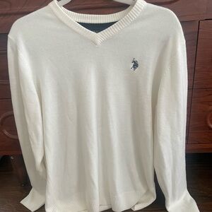 Polo by Ralph Lauren White V-Neck Sweater